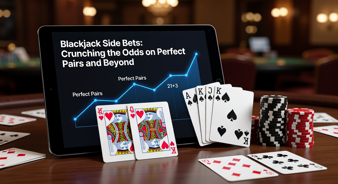 Blackjack-Tisch mit markierten Nebenwetten-Bereichen, darunter Perfect Pairs