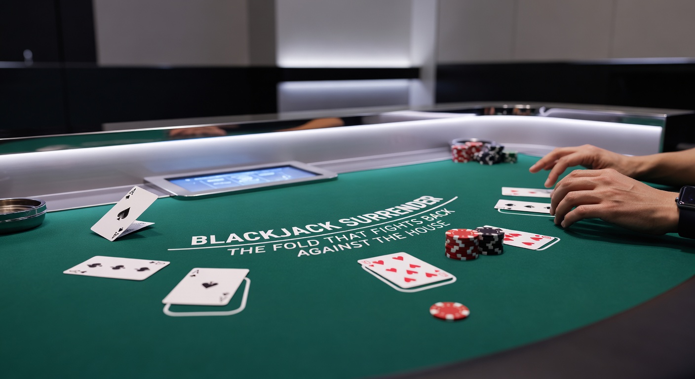 Strategie-Tabelle für Blackjack Surrender mit farbigen Markierungen für Aufgeben-Situationen