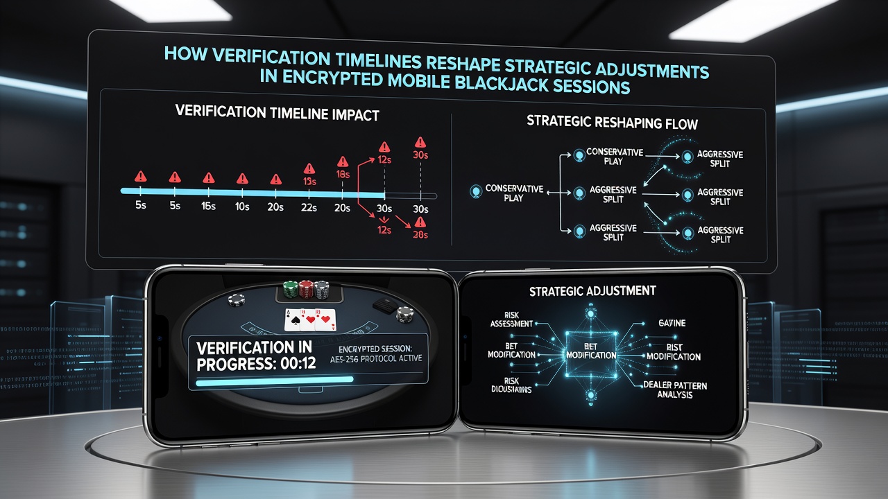 Darstellung mobiler Blackjack-Sitzungen mit Fokus auf Verifizierungs-Timelines und Verschlüsselung