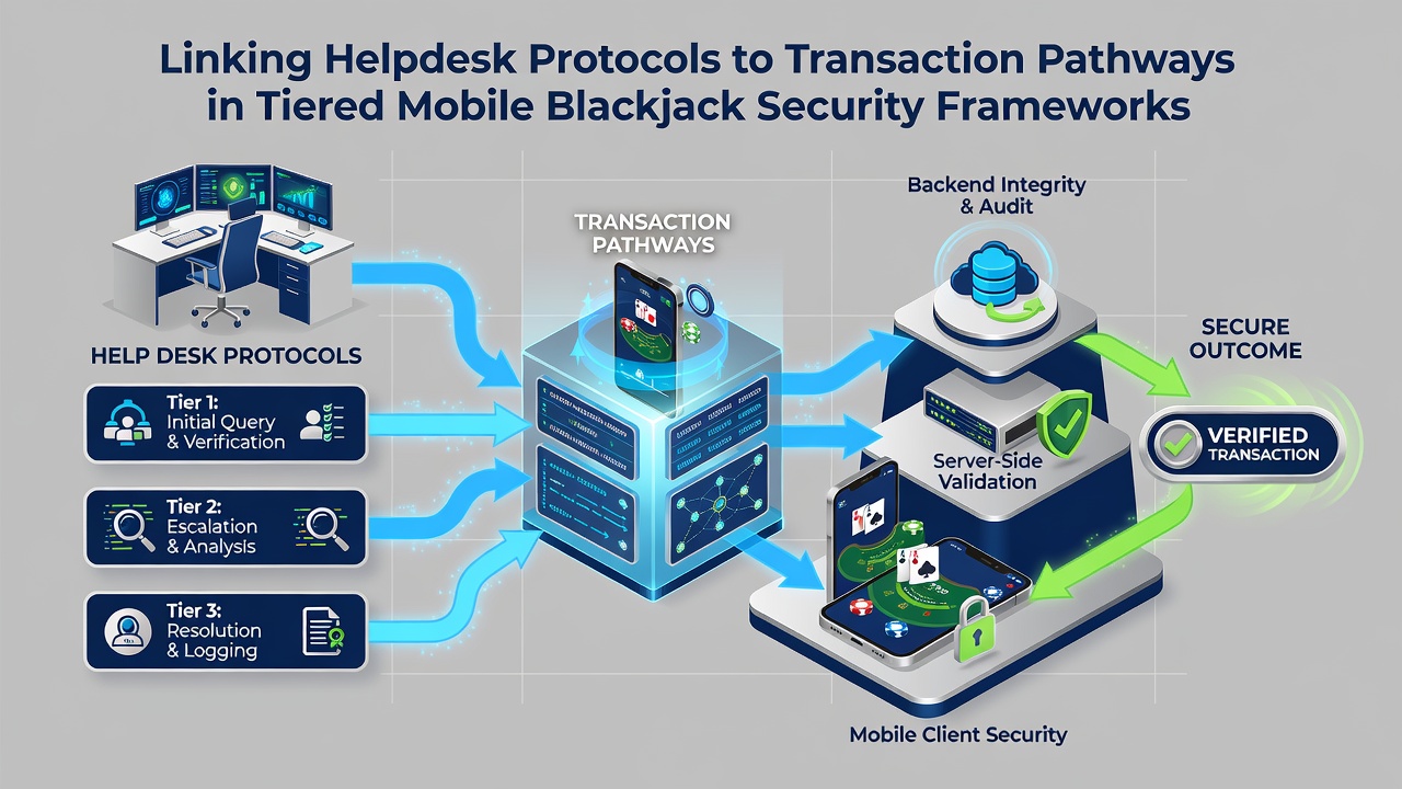 Illustration der Transaktionsüberwachung und Sicherheitsstufen in mobilen Blackjack-Frameworks mit Fokus auf Helpdesk-Verbindungen